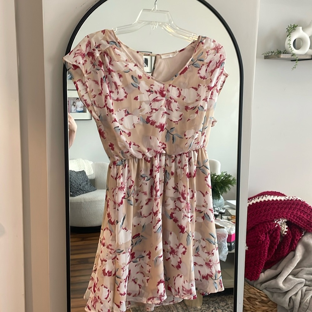 Floral Tan Dress